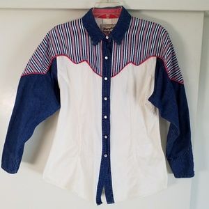 Vintage Stripes & Denim Wrangler Western Shirt